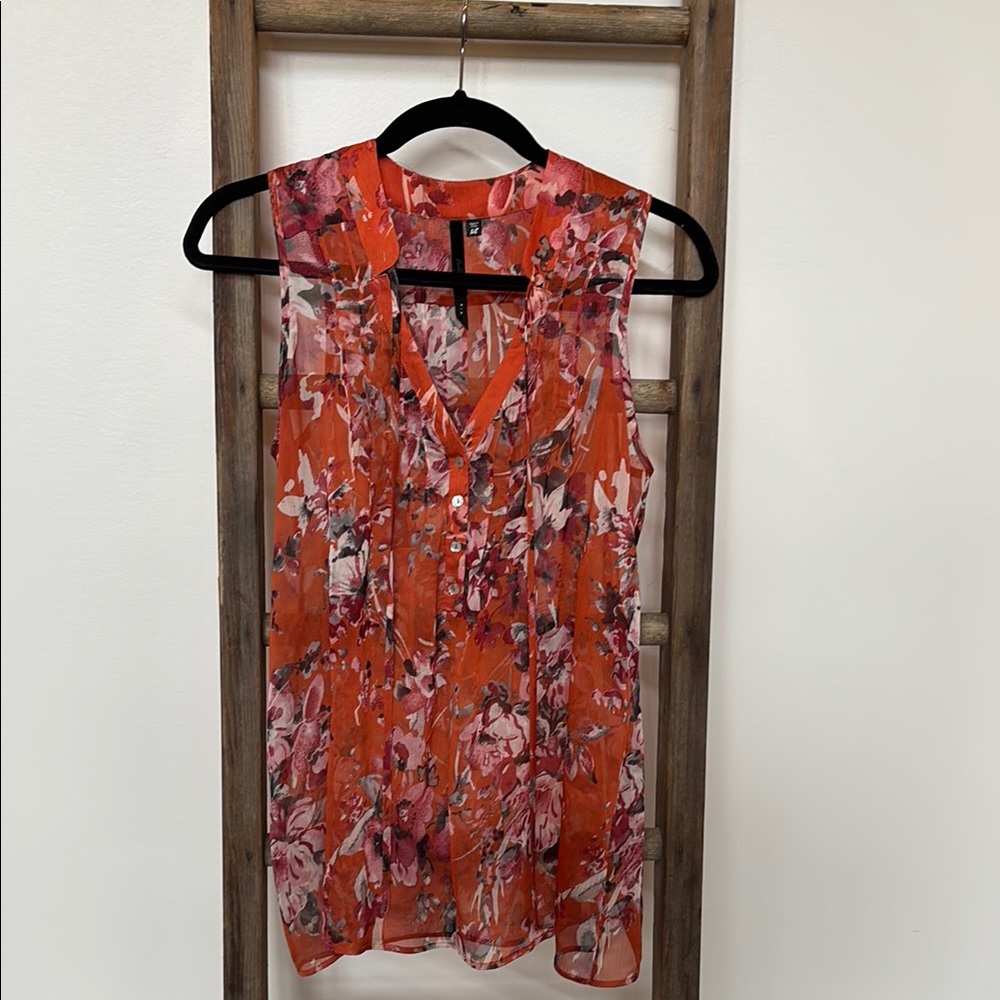 Floral Sheer Sleeveless Tunic Top